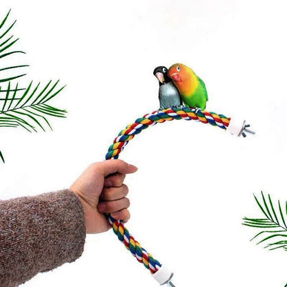 Parrot Rope Perch Colourful Bird Cage Toy Cotton Bungee Swing for Pet Birds - 105CM