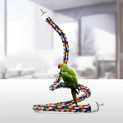 Parrot Rope Perch Colourful Bird Cage Toy Cotton Bungee Swing for Pet Birds - 105CM