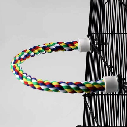 Parrot Rope Perch Colourful Bird Cage Toy Cotton Bungee Swing for Pet Birds - 105CM