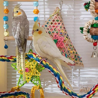 Parrot Rope Perch Colourful Bird Cage Toy Cotton Bungee Swing for Pet Birds - 105CM