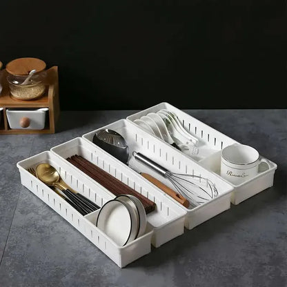 4PCS Drawer Storage Organizer Box Multi Compartment Kitchen Tableware Sorting
