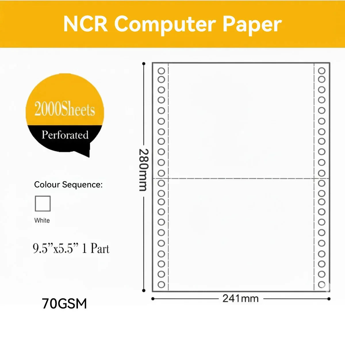 NCR Carbonless Computer Paper Clear Printing Pure Wood Pulp