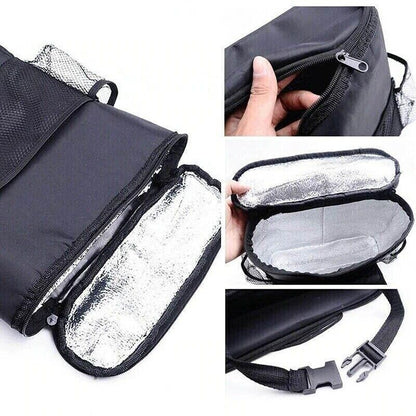 Vehicle Seat Back Organiser Insulated Storage Bag with Mesh Pockets for Travel Use