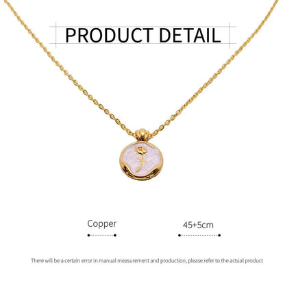 Vintage Bohemian Floral Round Pendant Necklace Women Fashion Chain Jewelry - Pearl-Rose