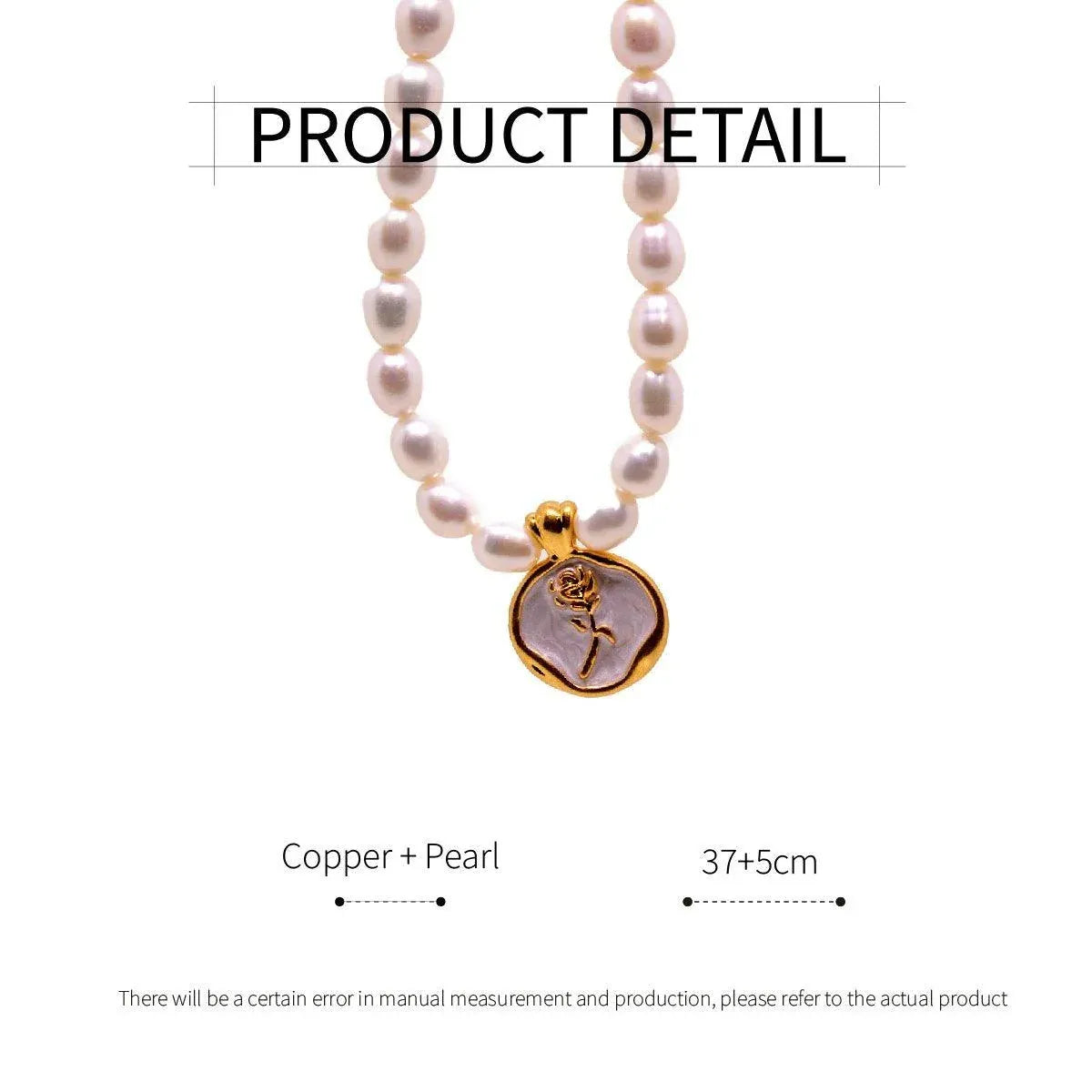 Vintage Bohemian Floral Round Pendant Necklace Women Fashion Chain Jewelry - Pearl-Rose