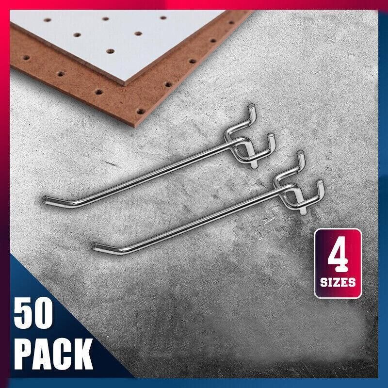 50X Pegboard Hooks Metal Panel Valcano Peg Board Hook Steel 50 100 150 200 Mm - 10CM