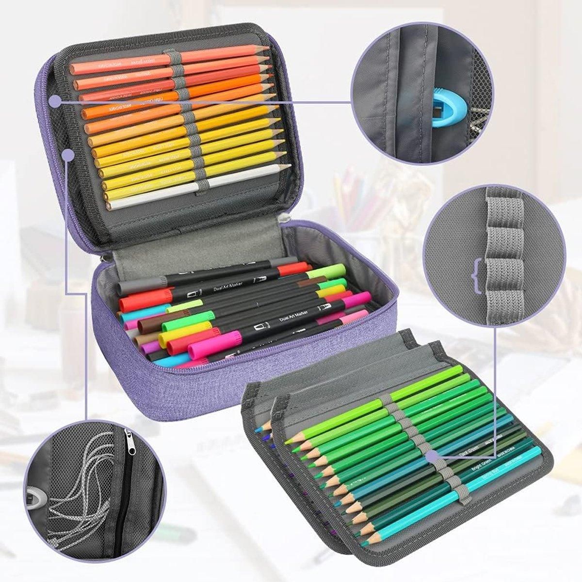Large Capacity Waterproof Pen Pouch Pencil Case Student Stationery Storage Bag - Purple