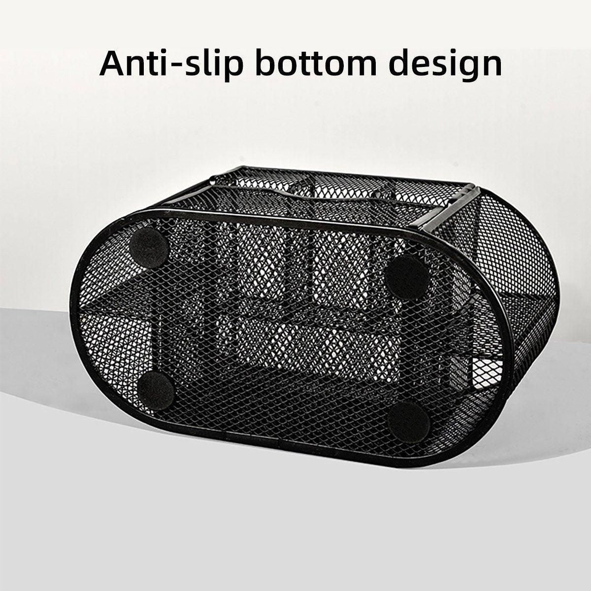Creative Metal Desktop Pen Holder Multi-function Storage Box Organizer Rack - Grey