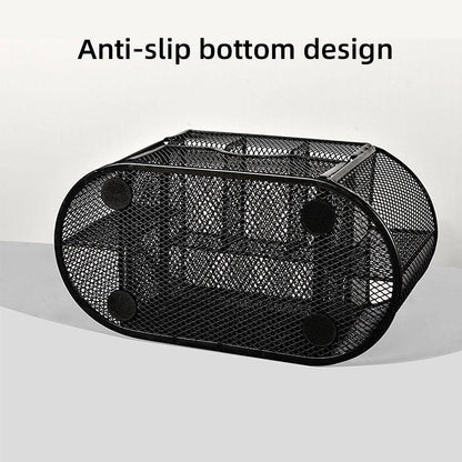 Creative Metal Desktop Pen Holder Multi-function Storage Box Organizer Rack - Grey