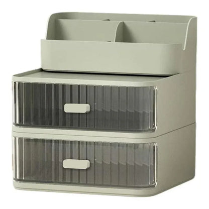 Drawer Storage Box Stationery Cosmetic Organizer Multi Purpose Desktop Holder - Green