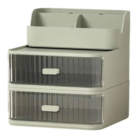 Drawer Storage Box Stationery Cosmetic Organizer Multi Purpose Desktop Holder - Green