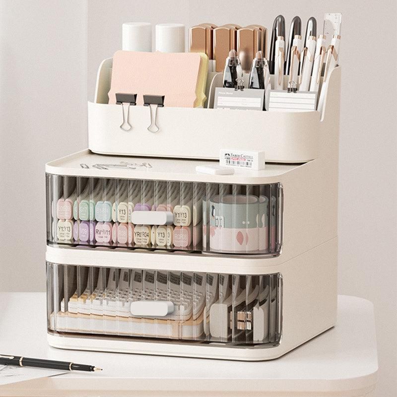 Drawer Storage Box Stationery Cosmetic Organizer Multi Purpose Desktop Holder - Green