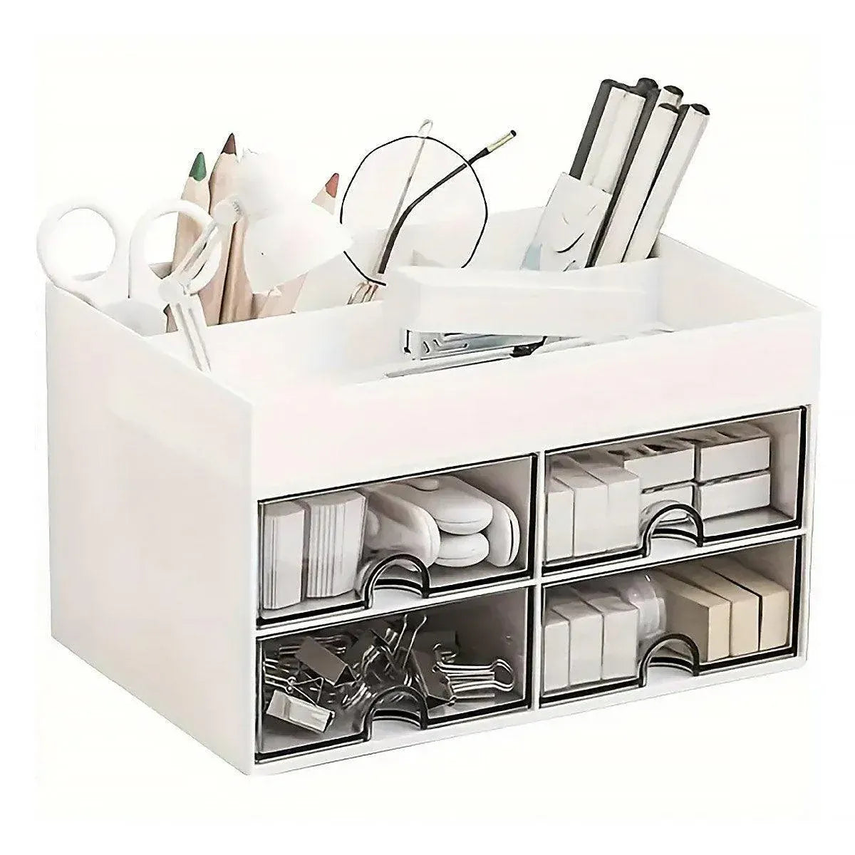 Large Capacity Pen Storage Box Desktop Organizer Multi-functional Stationery Box