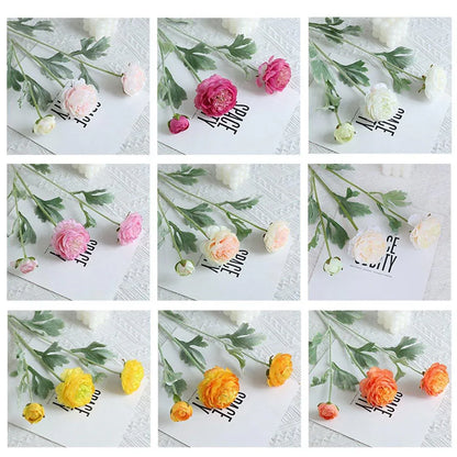 5pcs Artificial Peony Silk Flowers Bouquet Decor Faux Floral Arrangements - Champagne