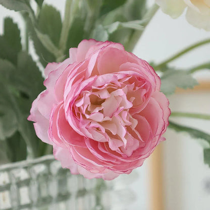 5pcs Artificial Peony Silk Flowers Bouquet Decor Faux Floral Arrangements - Champagne