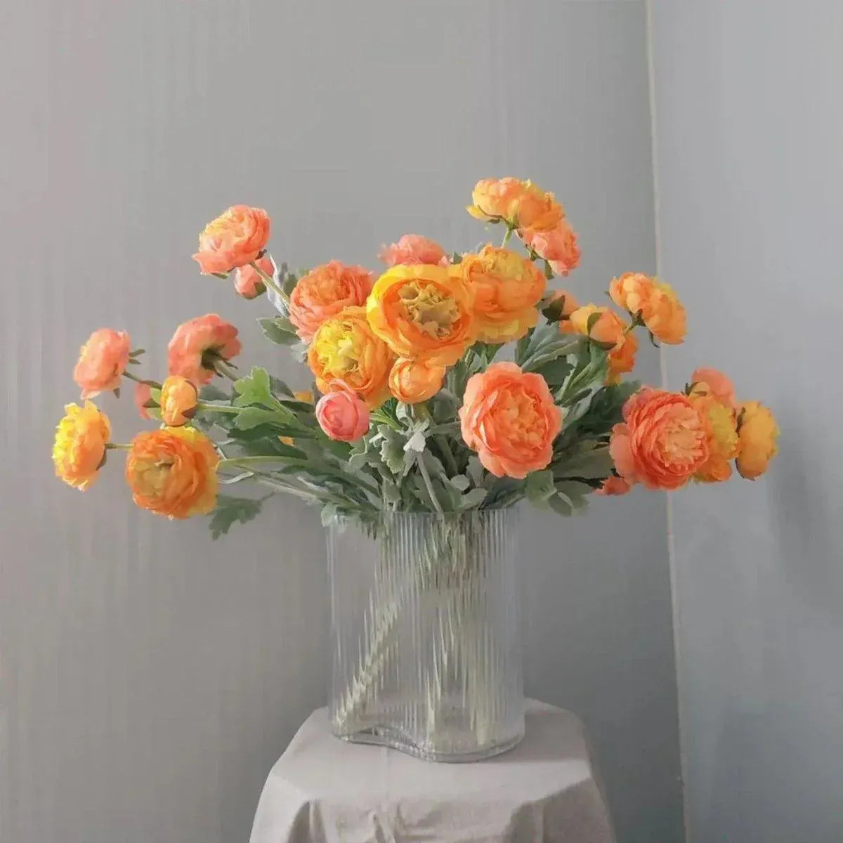 5pcs Artificial Peony Silk Flowers Bouquet Decor Faux Floral Arrangements - Champagne