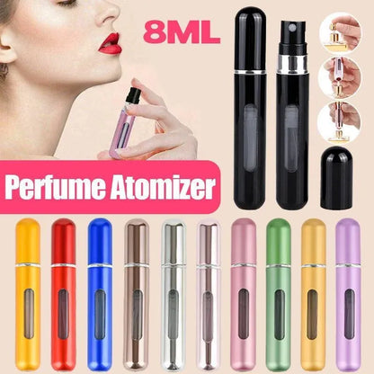Portable Perfume Atomizer Spray Bottle 8ml Refillable Scent Pump for Travel Use - Silver