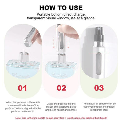 Portable Perfume Atomizer Spray Bottle 8ml Refillable Scent Pump for Travel Use - Silver