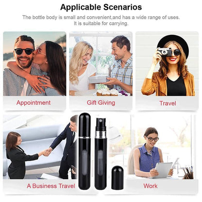 Portable Perfume Atomizer Spray Bottle 8ml Refillable Scent Pump for Travel Use - Silver