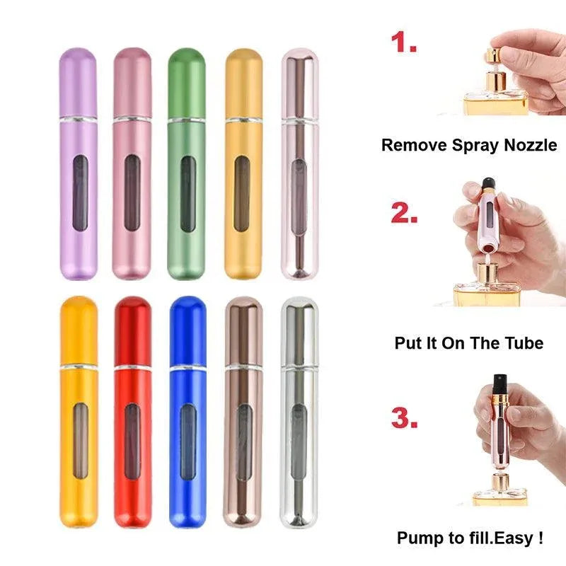 Portable Perfume Atomizer Spray Bottle 8ml Refillable Scent Pump for Travel Use - Silver