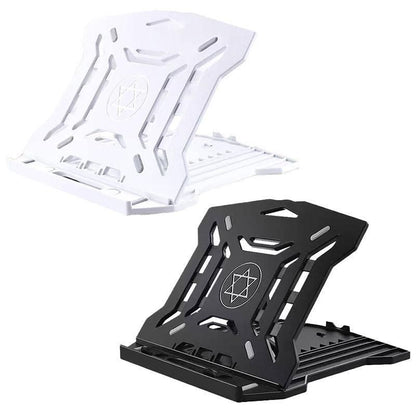 Adjustable Laptop Stand with 360-Degree Base for Desk Riser Home Office Holder - Black