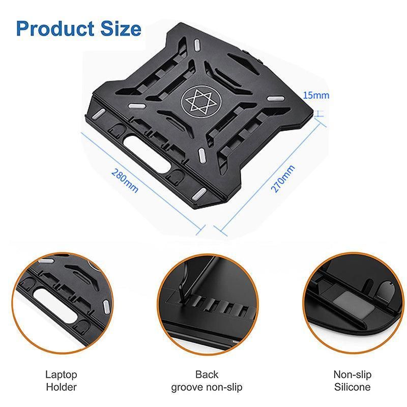 Adjustable Laptop Stand with 360-Degree Base for Desk Riser Home Office Holder - Black