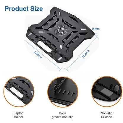 Adjustable Laptop Stand with 360-Degree Base for Desk Riser Home Office Holder - Black
