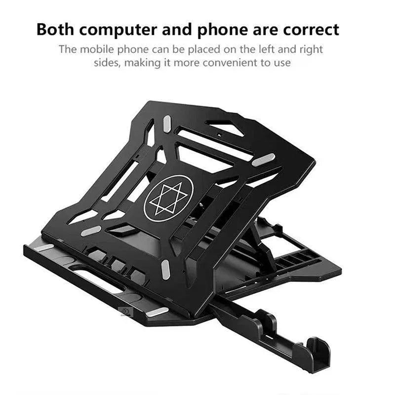 Adjustable Laptop Stand with 360-Degree Base for Desk Riser Home Office Holder - Black