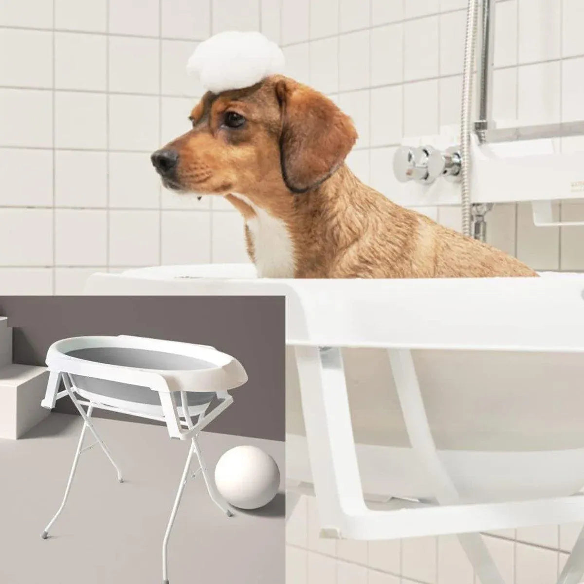 Pet Bath Tub Elevated Stand for Cats and Puppies Portable Bathing Tub for Pets