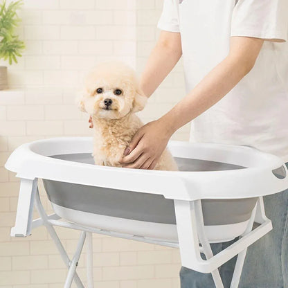 Pet Bath Tub Elevated Stand for Cats and Puppies Portable Bathing Tub for Pets