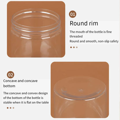 Wide Mouth Plastic Food Bottles 50pcs Transparent Sealed Storage Tanks Container - 8.5cm x 20cm