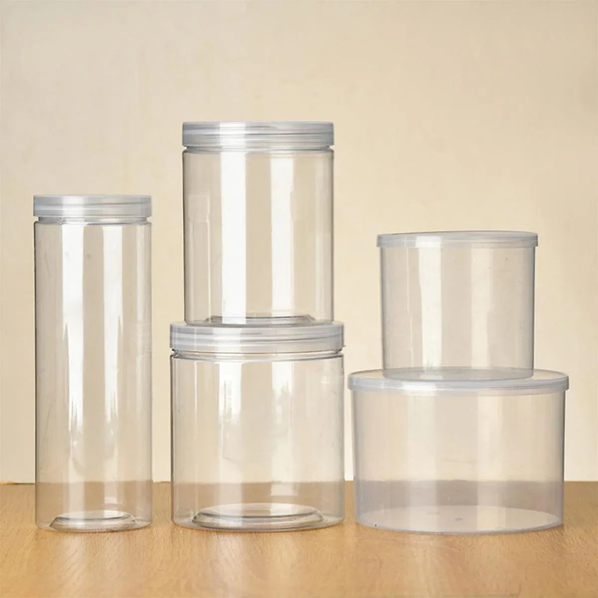 Wide Mouth Plastic Food Bottles 50pcs Transparent Sealed Storage Tanks Container - 8.5cm x 20cm