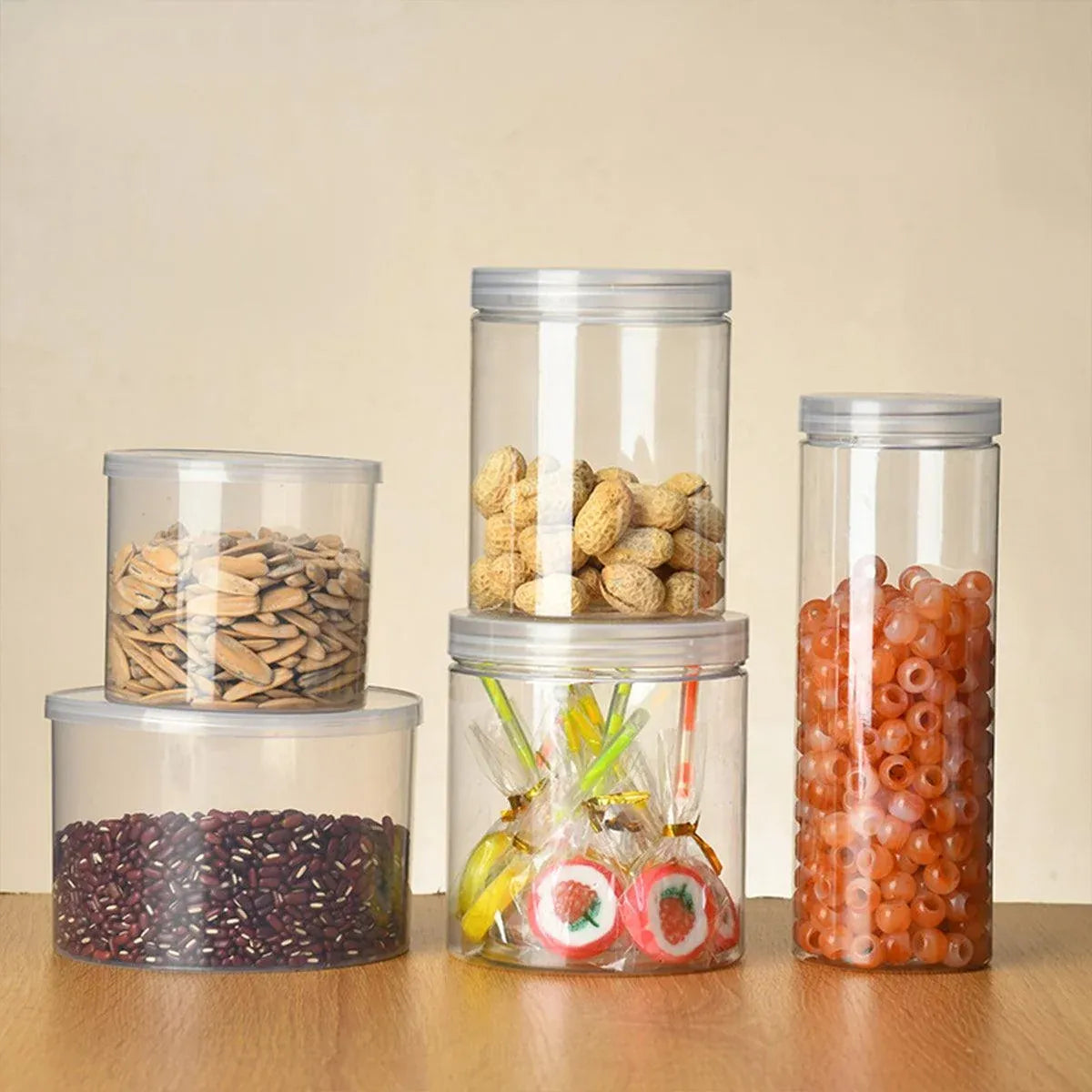 Wide Mouth Plastic Food Bottles 50pcs Transparent Sealed Storage Tanks Container - 8.5cm x 20cm