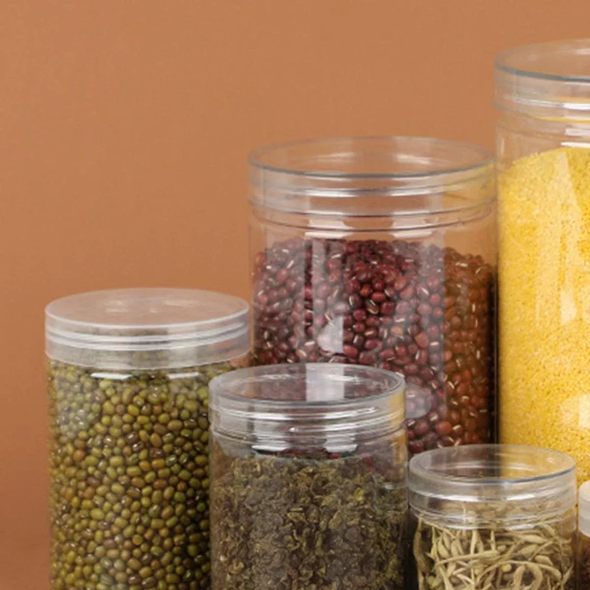 Wide Mouth Plastic Food Bottles 50pcs Transparent Sealed Storage Tanks Container - 8.5cm x 20cm