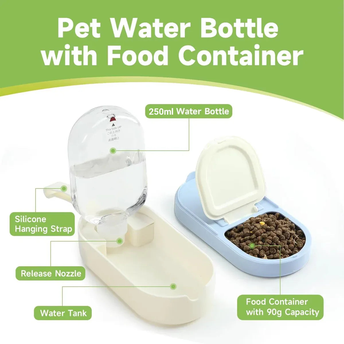 Pet Travel Water Food Cup for Dog Walking Leakproof Portable Lightweight Outdoor - Blue