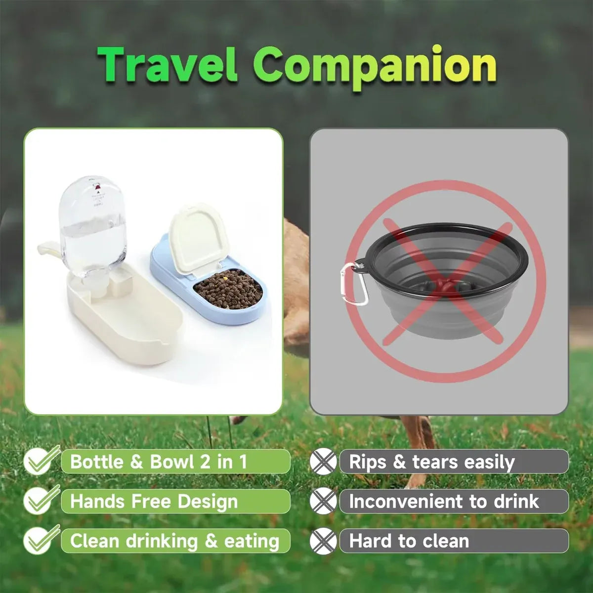 Pet Travel Water Food Cup for Dog Walking Leakproof Portable Lightweight Outdoor - Blue