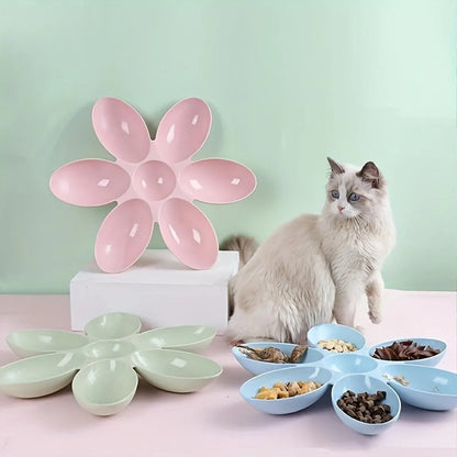 Multi Cat Feeding Bowl Petal Design Kitten Milk Bowl Puppy Dog Food Water Dish - Pink