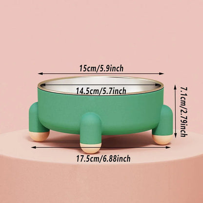 Anti-Tip Stainless Steel Dog Bowl Pet Basin for Dogs Cats Durable Feeding Dish - Green