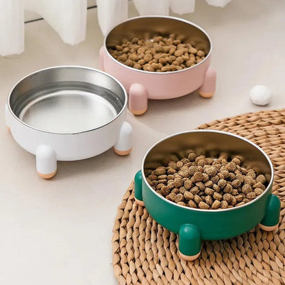 Anti-Tip Stainless Steel Dog Bowl Pet Basin for Dogs Cats Durable Feeding Dish - Green