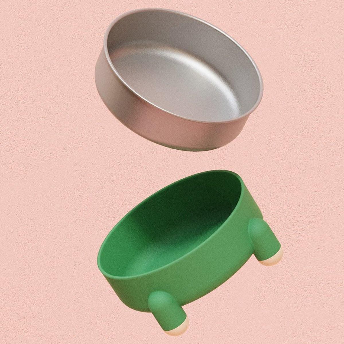 Anti-Tip Stainless Steel Dog Bowl Pet Basin for Dogs Cats Durable Feeding Dish - Green
