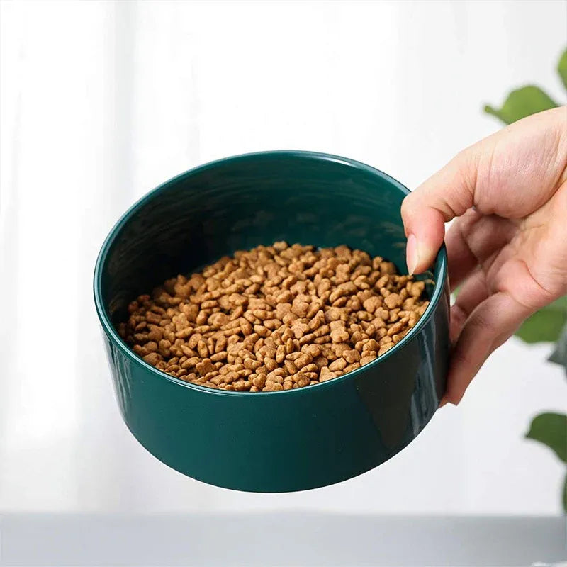 Ceramic Pet Bowl Double Cat Food Bowl Dog Water Bowl Feeding Drinking Bowl Set - Grey