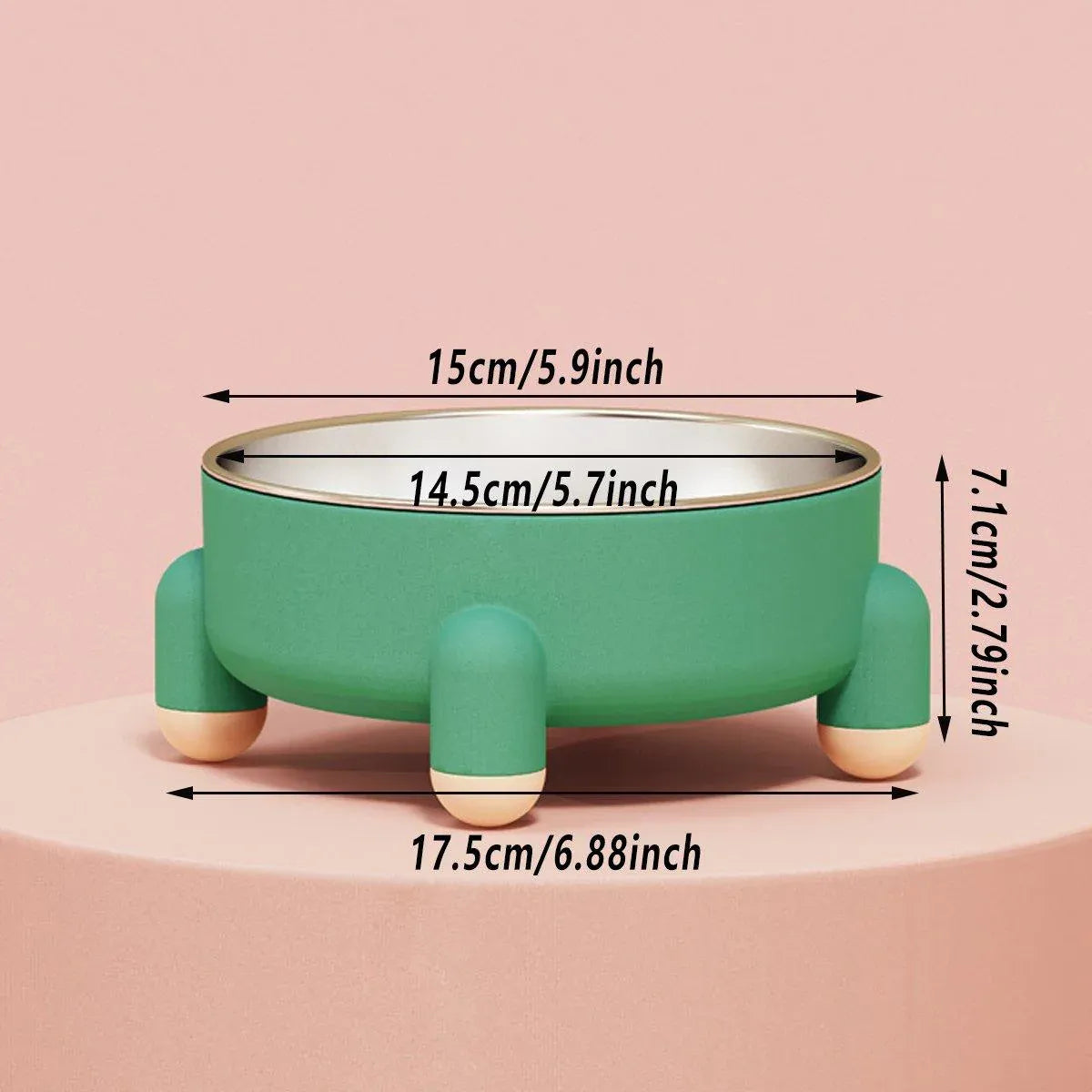 Anti-Tip Stainless Steel Dog Bowl Pet Basin for Dogs Cats Durable Feeding Dish - Pink
