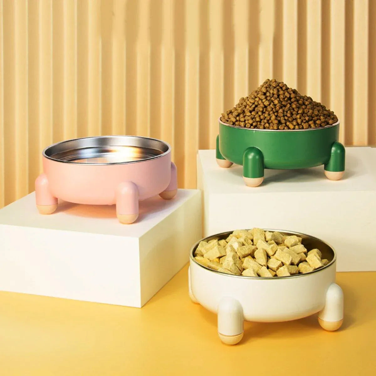 Anti-Tip Stainless Steel Dog Bowl Pet Basin for Dogs Cats Durable Feeding Dish - Pink