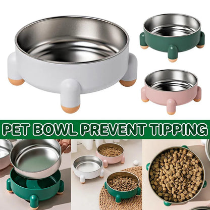 Anti-Tip Stainless Steel Dog Bowl Pet Basin for Dogs Cats Durable Feeding Dish - Pink
