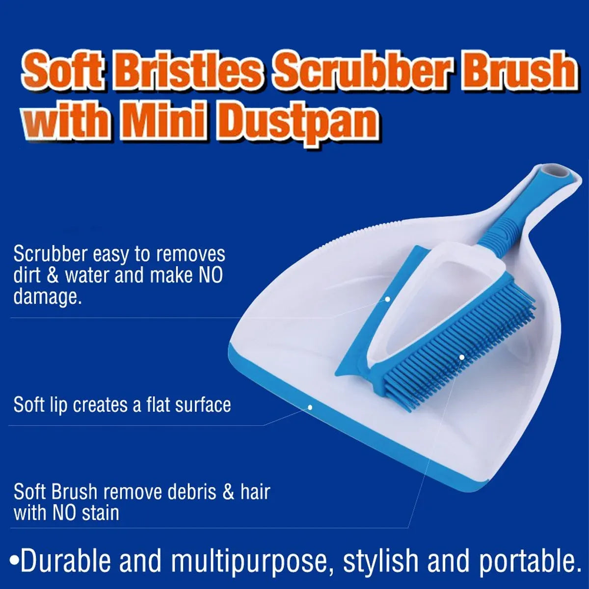 Multifunctional Pet Cleaning Hair Brush for Dogs Cats Removes Shedding Grooming - Blue
