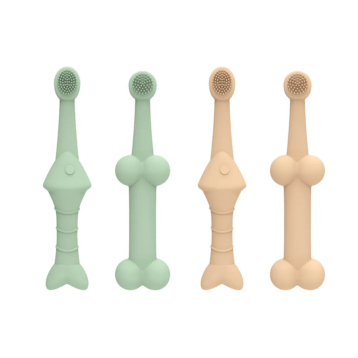 2PCS Pet Toothbrush Double for Dogs Cats Puppies Oral Hygiene Teeth Cleaning - Green