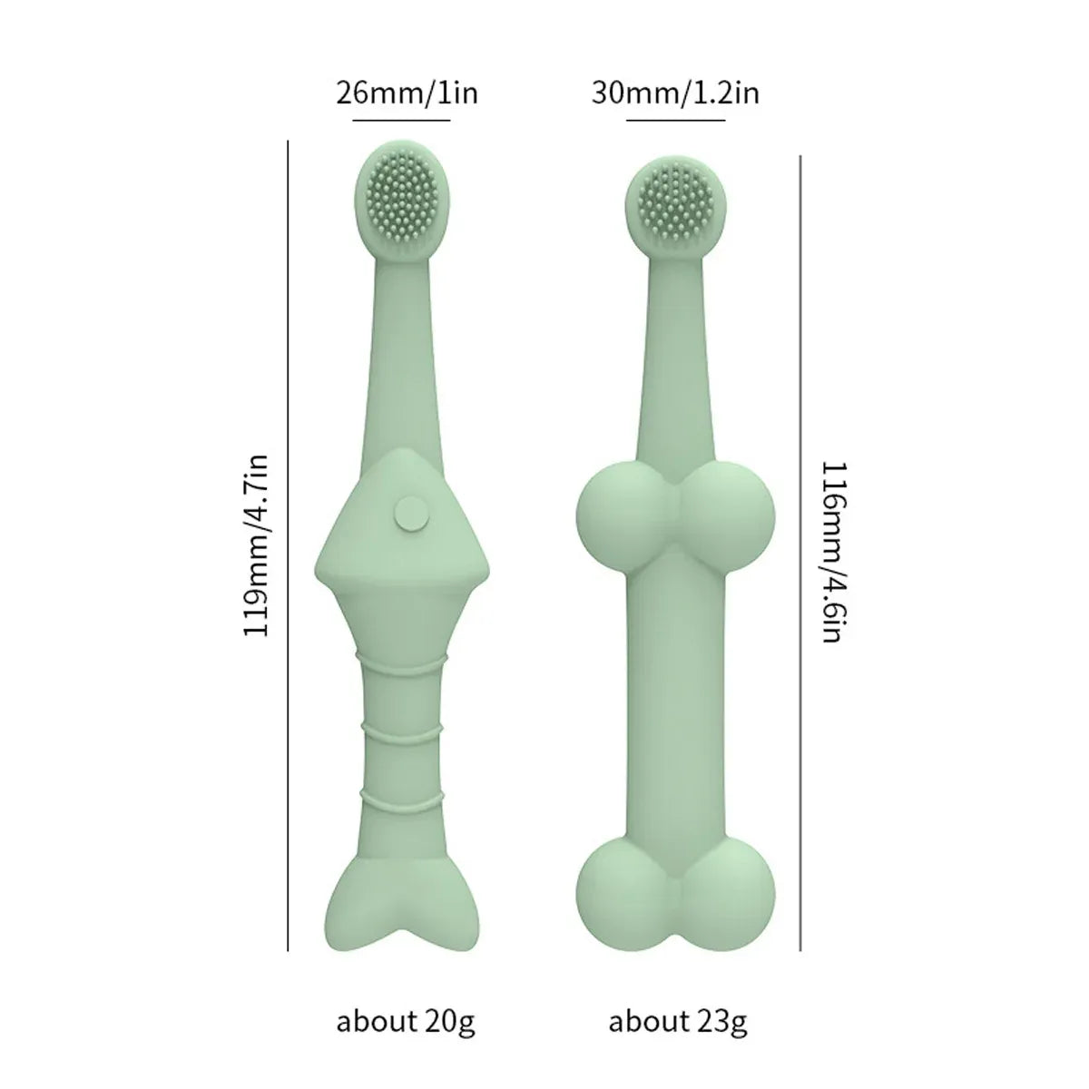 2PCS Pet Toothbrush Double for Dogs Cats Puppies Oral Hygiene Teeth Cleaning - Green