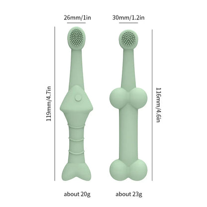 2PCS Pet Toothbrush Double for Dogs Cats Puppies Oral Hygiene Teeth Cleaning - Green