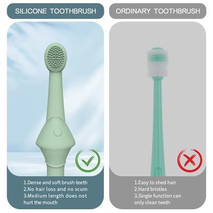 2PCS Pet Toothbrush Double for Dogs Cats Puppies Oral Hygiene Teeth Cleaning - Green