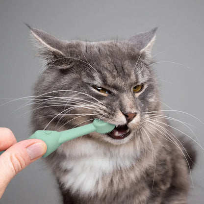2PCS Pet Toothbrush Double for Dogs Cats Puppies Oral Hygiene Teeth Cleaning - Green
